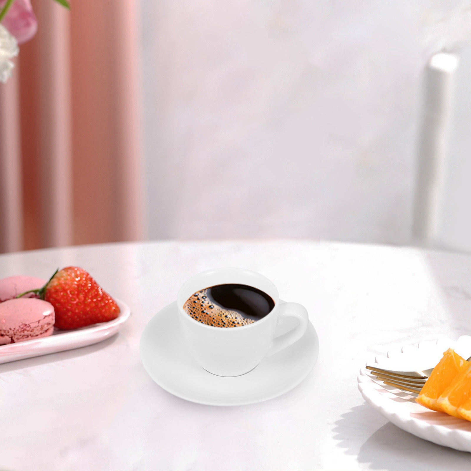 Coffee Tea Set - طقم فناجين قهوة وصحون بتصميم بسيط،
