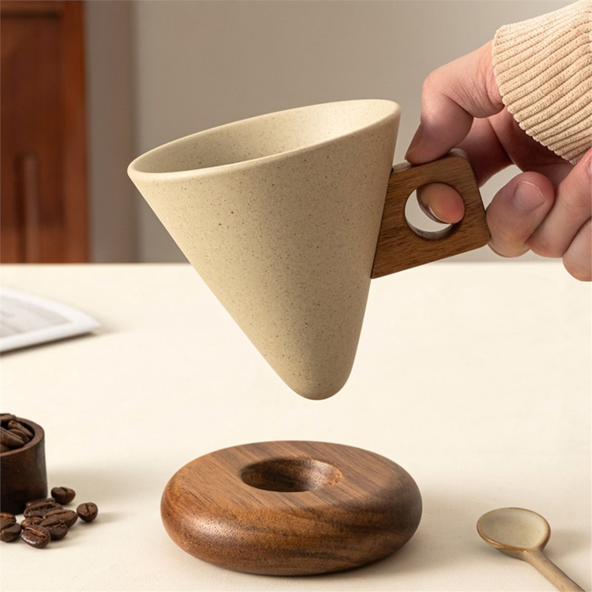 طقم فنجان قهوة سيراميك مع ملعق - مراجعة Coffee Tea Set وسعره