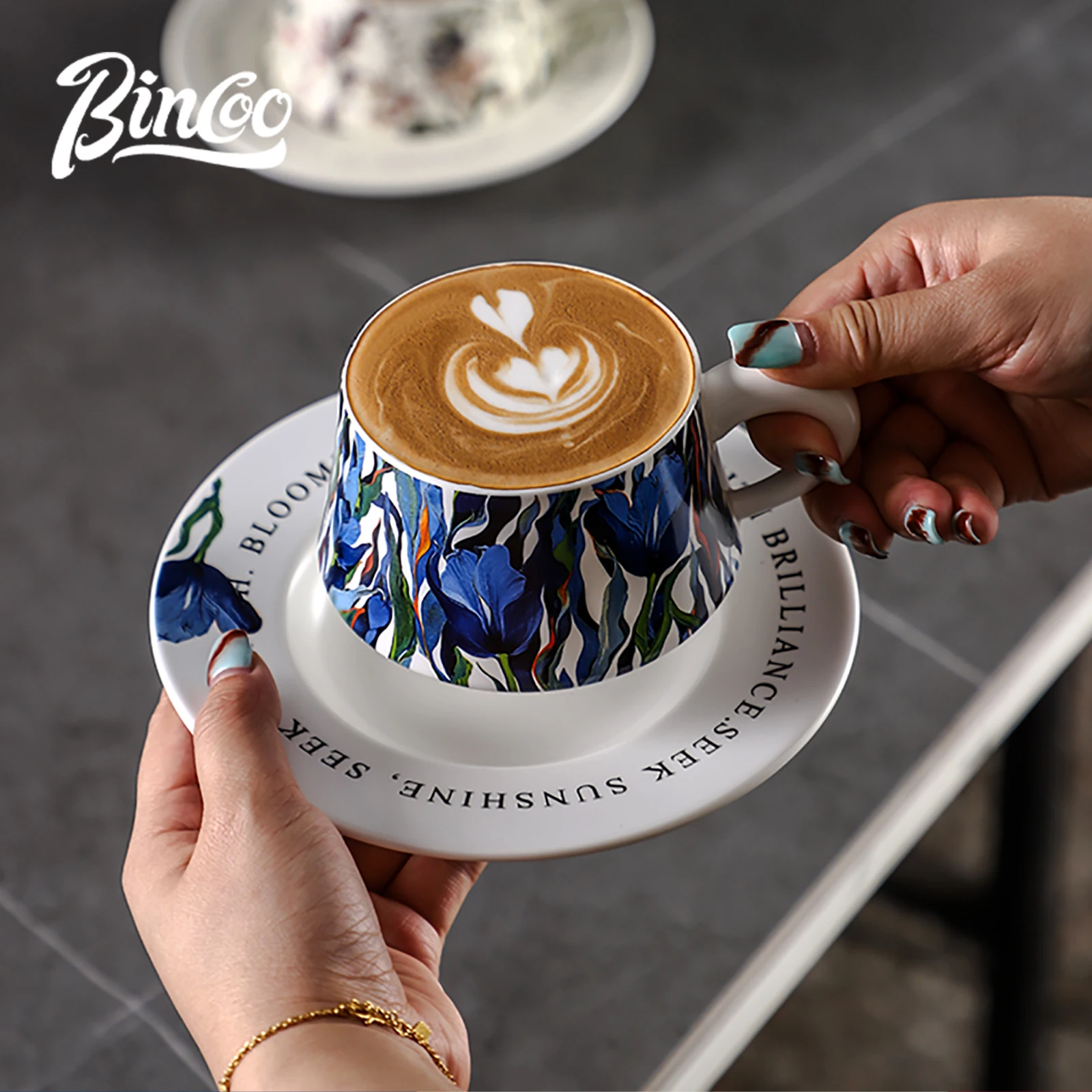 BINCOO 260 مللي فنجان قهوة سير - مراجعة Coffee Tea Set وسعره