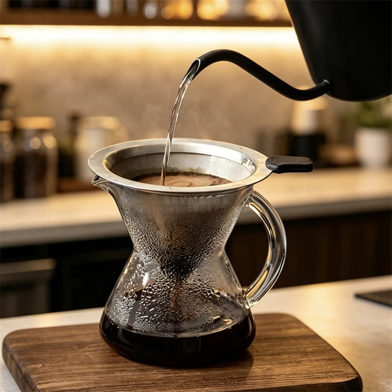 إبريق قهوة زجاجي مخروطي الشكل  - مراجعة Pour Over Kettle وسعره